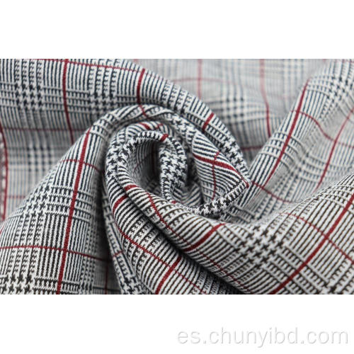 Tejidos jacquard a cuadros rojos en blanco y negro